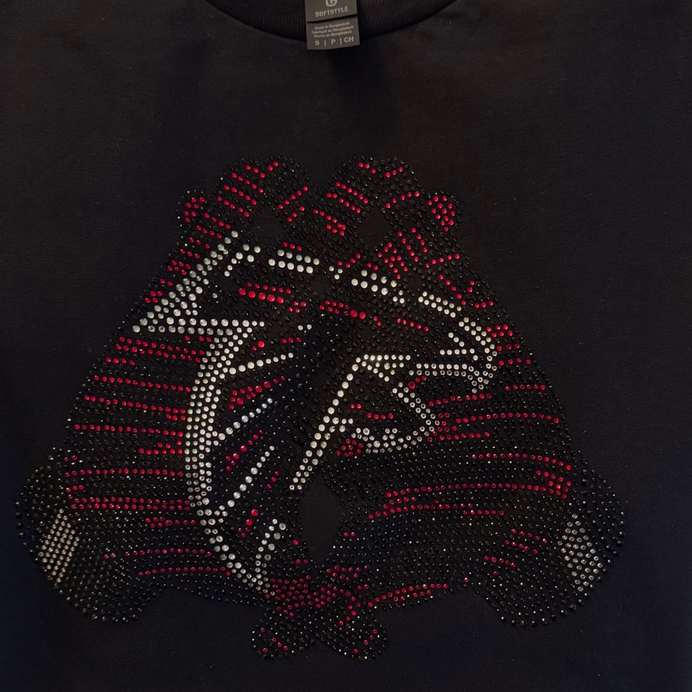 Atlanta Falcons Black T-Shirt with Red and White Rhinestone Design